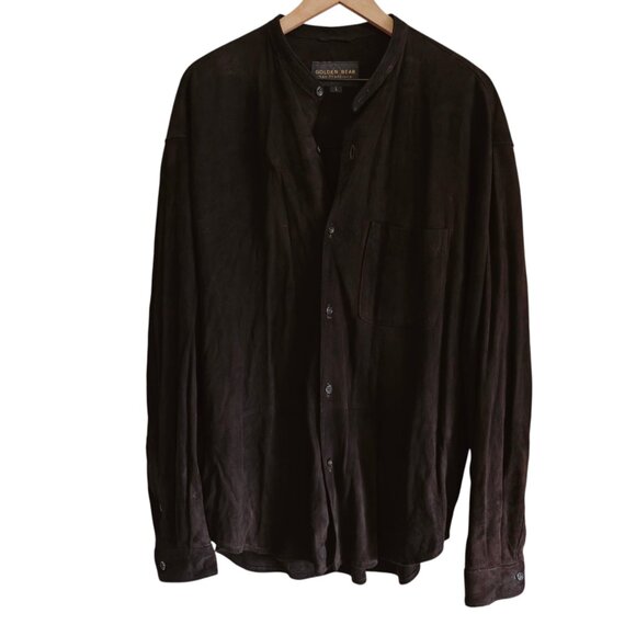 Vintage Golden Bear Suede Leather Oversized Shirt L - Picture 3 of 10